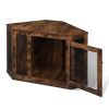 Dog Crate, Lockable Doors, Wood and Mesh, Small/Medium Dogs, Side End Table, CORNER