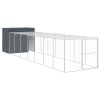 Dog House with Run 7' x 3.38' x 5.94' Galvanized Steel