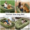 Extra Large Dog Share Bed, 72"x48"x10" Washable Floor Beds Large Sized Dog, Blanket and 4 Storage Pockets