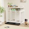 Dog Crate for Large/Medium Dogs,  Wooden, w/ Divider, Double Doors, w/ Storage Shelf, Furnityre-Style