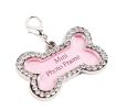 Dog ID Tags Bone Shape Rhinestone Writable Name Telephone for Dogs