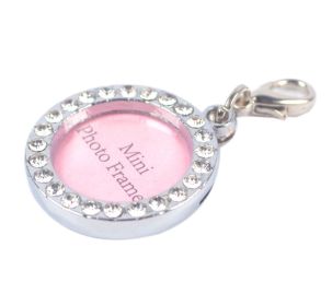 Dog ID Tags Round Rhinestone Writable Name Telephone Tags