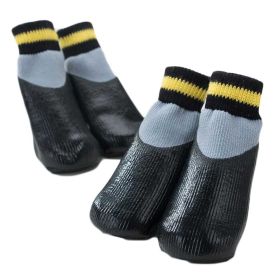Dog Knitted Socks Waterproof Coated Paw Protective Socks, Black Grey 4 Pcs