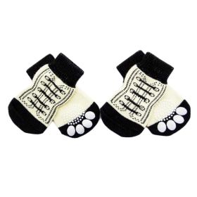 Dog Socks Paw Protection 4 Pcs White Knitted Socks, Indoor Wear