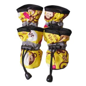 Dog Shoes Foot Covers Rain Shoes 4 Pcs Yellow