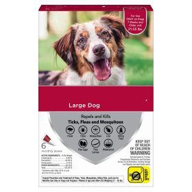 Flea Tick & Mosquito Prevention for Large Dogs 21-55 lbs;  6 Monthly Treatments