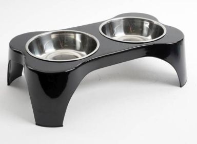 Dog Bowl Set, Elevated Feeder Black