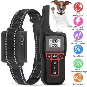 Dog Training Collar 3280FT Waterproof Beep Vibration Electric Shock Collar