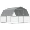 Dog Pen with Roof and Door Silver Galvanized Steel