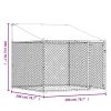 Dog Pen with Roof and Door Gray 6.6'x6.6'x6.6' Galvanized Steel
