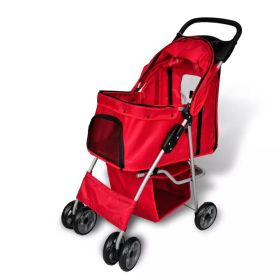 Dog Stroller Travel Carrier Red Capacity 33 lb