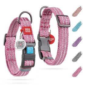 Dog Collar Reflective Cotton for Small Medium Large Dogs Adjustable Pink 10-16 inch Neck x 4/5