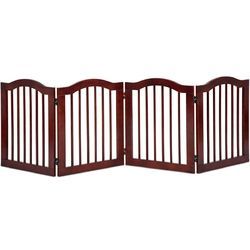 Dog Safety Gate 4 Panels Folding Freestanding Wood