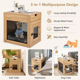 Dog Kennel with Drawer and Removable Dog Bed Furniture-Style