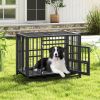 Dog Crate Foldable Heavy-Duty Metal  Chew-proof with Lockable Universal Wheels