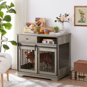 Dog crate with Sliding Door and Drawers