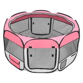 Pet Playpen 45" Portable Foldable and Fence with Eight Panels Pink