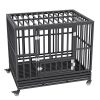 Dog Crate, 3-Door Heavy Duty Kennel for Medium to Large Dogs Lockable Wheels