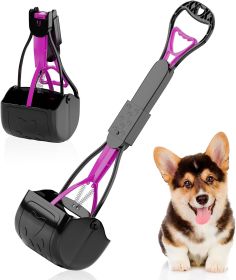 Dog Pooper Scooper 23"; Pink Mini Portable Pooper Scooper for Dogs Plastic Durable Foldable