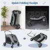 Dog Stroller Foldable 4 Wheels Extra Large Dual Entry, Capacity 132 lbs