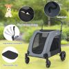 Dog Stroller Foldable 4 Wheels Extra Large Dual Entry, Capacity 132 lbs