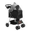 Dog Stroller, 35lbs Weight Capacity, Detachable Carrier, Storage Basket