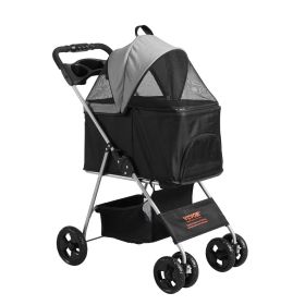 Dog Stroller, 35lbs Weight Capacity, Detachable Carrier, Storage Basket