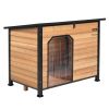 Dog House, Waterproof Insulated with Elevated Floor, Outdoor Iron Frame, Open Roof, for Medium to Large Dogs
