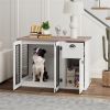 Dog Crate, Furniture-style, Side Table, 2-Door, w/ Drawer