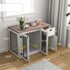 Dog Crate, Furniture-style, Side Table, 2-Door, w/ Drawer