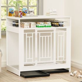 Dog Crate for Large/Medium Dogs,  Wooden, w/ Divider, Double Doors, w/ Storage Shelf, Furnityre-Style