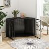 Dog Crate with Tempered Glass, Furniture-style for Corner Spaces, Black