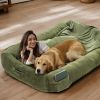 Extra Large Dog Share Bed, 72"x48"x10" Washable Floor Beds Large Sized Dog, Blanket and 4 Storage Pockets