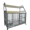 Dog crate with storage rack, drawers and stainless steel food and water basins