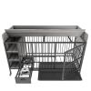 Dog crate with storage rack, drawers with stainless steel food and water basin