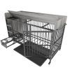 Dog crate with storage rack, drawers with stainless steel food and water basin