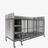 Dog crate with storage rack, drawers with stainless steel food and water basin