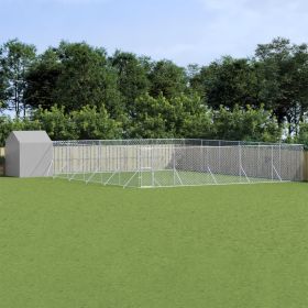 Dog Kennel with Roof 39.4' x 39.4' x 8.2' Galvanized Steel