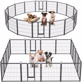 Dog Playpen Indoor Outdoor, 24" H 16 Panels Metal Portable Foldable Pen for Small/Med