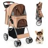Dog Stroller with Storage Basket and Adjustable Canopy