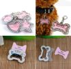 Dog ID Tags Round Rhinestone Writable Name Telephone Tags
