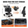 Dog Stroller, 35lbs Weight Capacity, Detachable Carrier, Storage Basket
