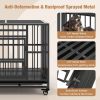 Dog Crate Foldable Heavy-Duty Metal  Chew-proof with Lockable Universal Wheels