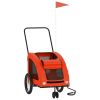 Dog Bike Trailer Orange and Gray Oxford Fabric and Iron