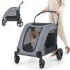 Dog Stroller Foldable Pet Stroller with Dual Entry, 4 Wheels Extra Large