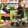 Dog Stroller, 4 Wheels Rotate w/ Brakes, 44 lbs Weight Capacity, Puppy Stroller with Reversible Handlebar, Storage Basket and Zipper