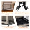 Dog Crate Heavy Duty Wooden Kennel with Double Doors & Flip-Top for Large Dogs, Furniture Style Dog Crate End Table with Wheels