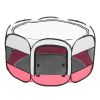 Pet Playpen 45" Portable Foldable and Fence with Eight Panels Pink