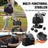 Dog Stroller, 35lbs Weight Capacity, Detachable Carrier, Storage Basket