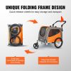 Dog Bike Trailer, Supports up to 66 lbs, 2-in-1 Stroller Carrier, Folding Cart